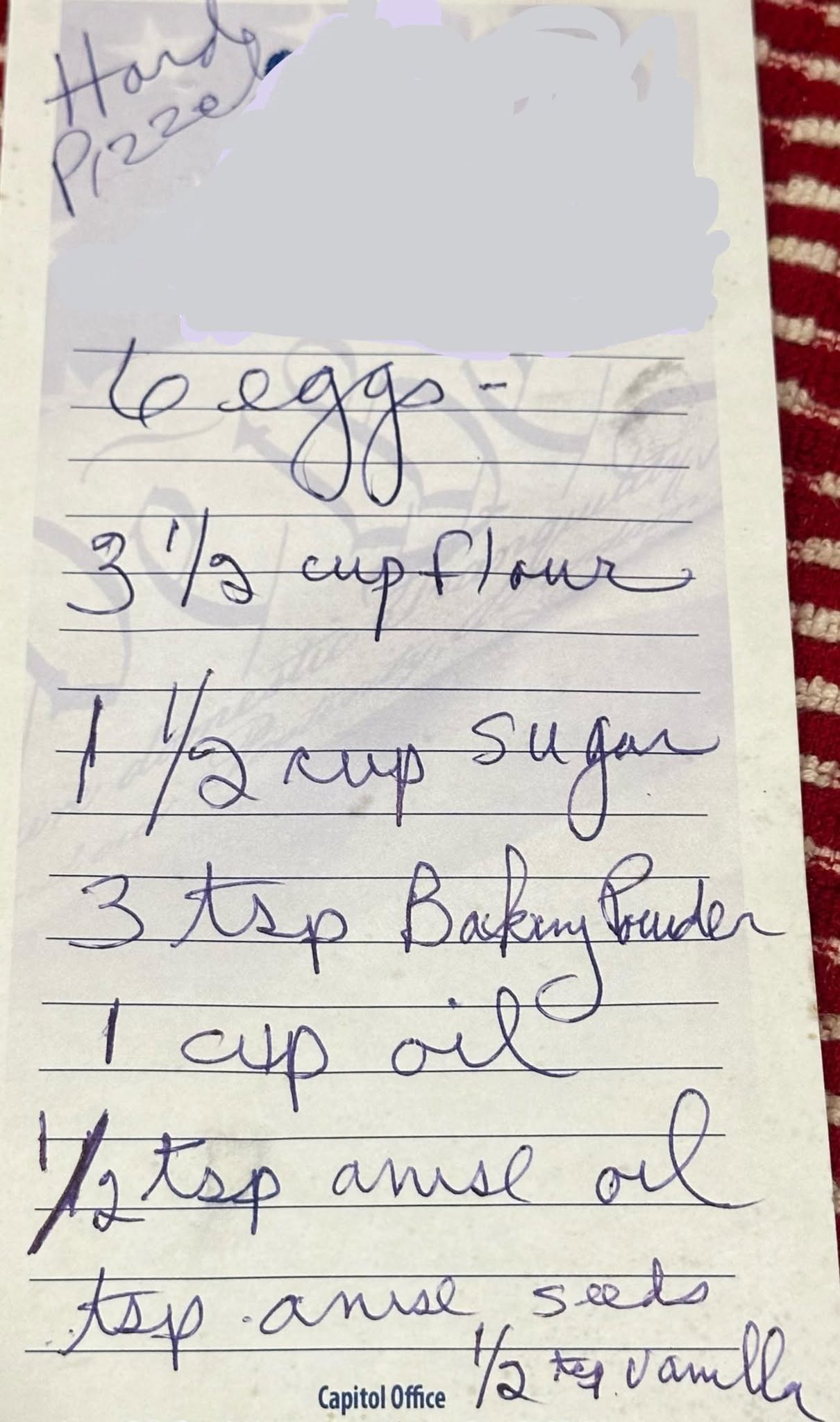 Handwritten Family Recipe