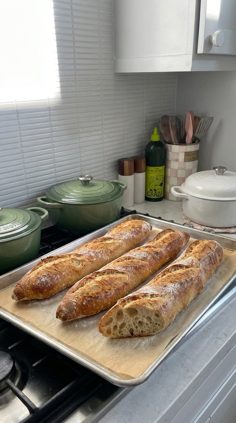 Homemade French baguettes